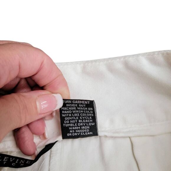 Larry Levine Stretch White Cotton Blend Casual Pants - Picture 6 of 8